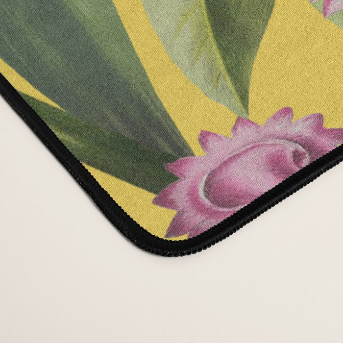 Tropical Bloom Serenade Exotic Floral Pattern Vintage Botanical Vibes Yellow Desk Mat Gallery Image 4