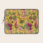 Tropical Bloom Serenade Exotic Floral Pattern Vintage Botanical Vibes Yellow Laptop Sleeve Gallery Image 1