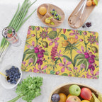 Tropical Bloom Serenade Exotic Floral Pattern Vintage Botanical Vibes Yellow Cutting Board Gallery Image 2