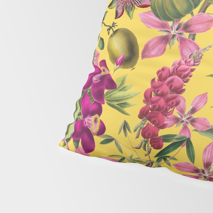 Tropical Bloom Serenade Exotic Floral Pattern Vintage Botanical Vibes Yellow Pillow Sham Gallery Image 4