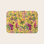 Tropical Bloom Serenade Exotic Floral Pattern Vintage Botanical Vibes Yellow Bath Mat Gallery Image 1