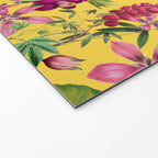 Tropical Bloom Serenade Exotic Floral Pattern Vintage Botanical Vibes Yellow Welcome Mat Gallery Image 2