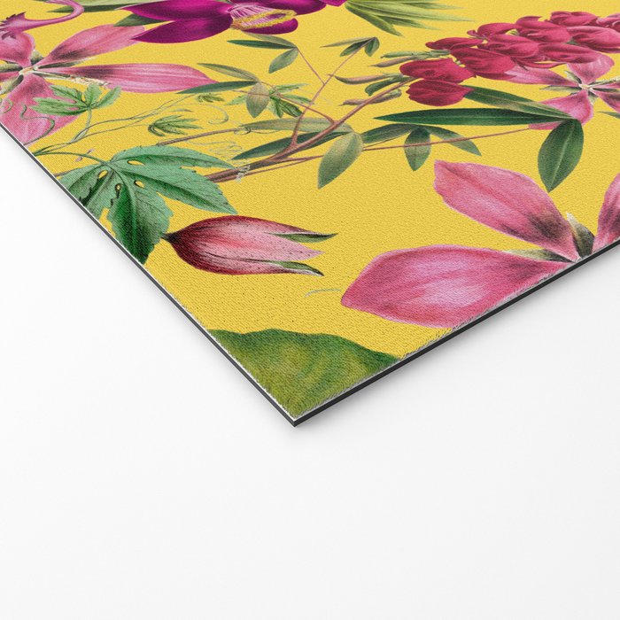 Tropical Bloom Serenade Exotic Floral Pattern Vintage Botanical Vibes Yellow Welcome Mat Gallery Image 2