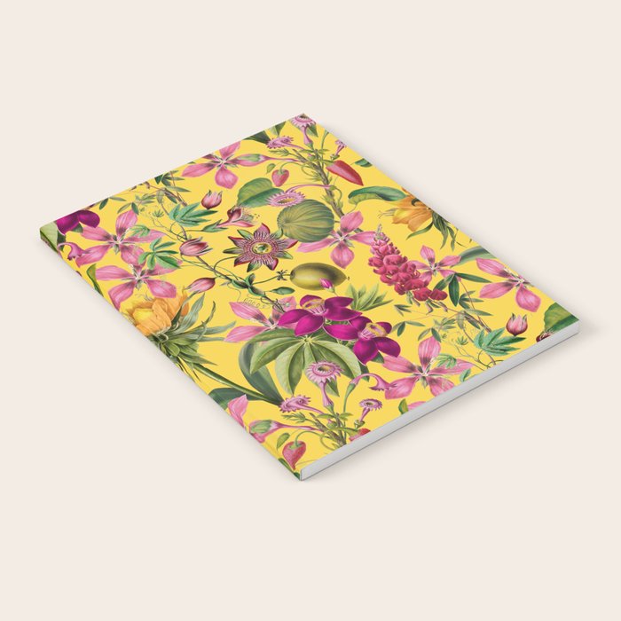 Tropical Bloom Serenade Exotic Floral Pattern Vintage Botanical Vibes Yellow Notebook Gallery Image 2