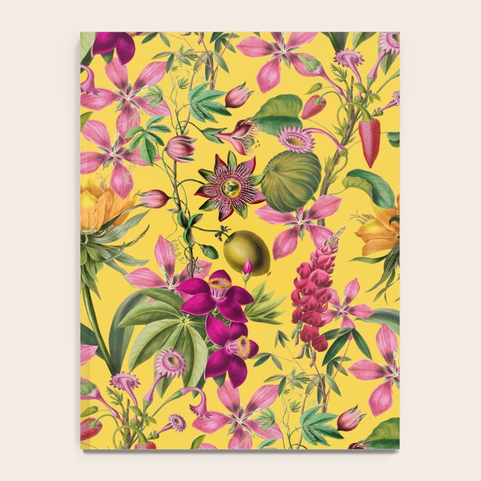 Tropical Bloom Serenade Exotic Floral Pattern Vintage Botanical Vibes Yellow Notebook Gallery Image 4