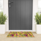 Tropical Bloom Serenade Exotic Floral Pattern Vintage Botanical Vibes Yellow Welcome Mat Gallery Image 3