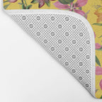 Tropical Bloom Serenade Exotic Floral Pattern Vintage Botanical Vibes Yellow Bath Mat Gallery Image 2