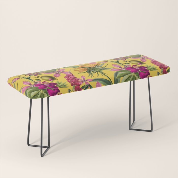 Tropical Bloom Serenade Exotic Floral Pattern Vintage Botanical Vibes Yellow Bench Gallery Image 1