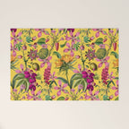 Tropical Bloom Serenade Exotic Floral Pattern Vintage Botanical Vibes Yellow Welcome Mat Gallery Image 1
