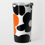 Large Orange and Black Retro Flowers White Background #decor #society6 #buyart Travel Mug Gallery Image 2