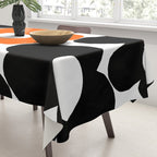 Large Orange and Black Retro Flowers White Background #decor #society6 #buyart Tablecloth Gallery Image 3