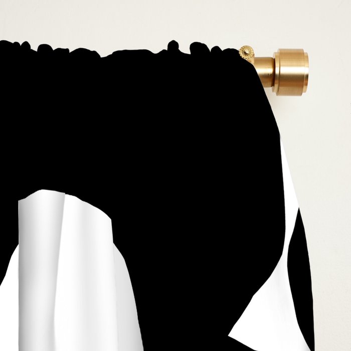 Large Orange and Black Retro Flowers White Background #decor #society6 #buyart Window Curtain Gallery Image 2