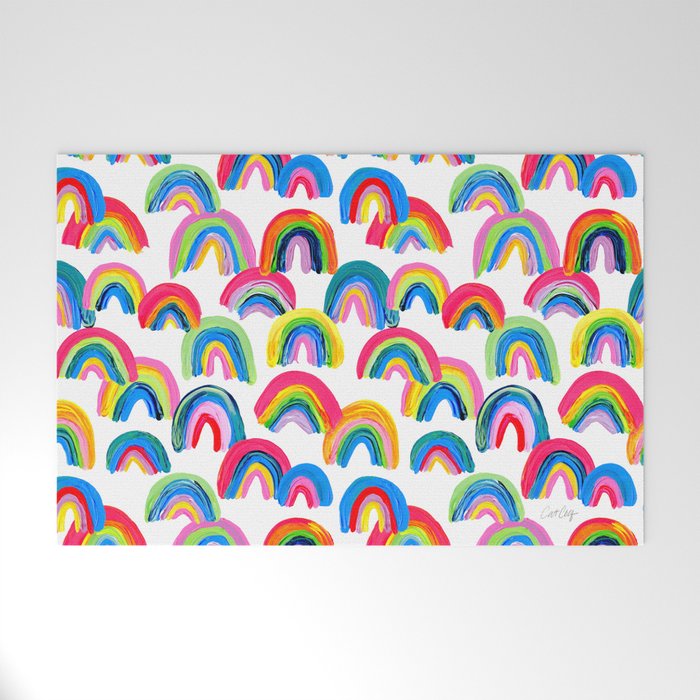 Abstract Rainbow Arcs - White Palette Welcome Mat Gallery Image 1