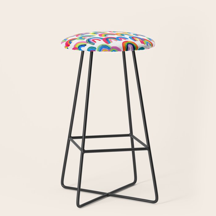 Abstract Rainbow Arcs - White Palette Stool Gallery Image 1