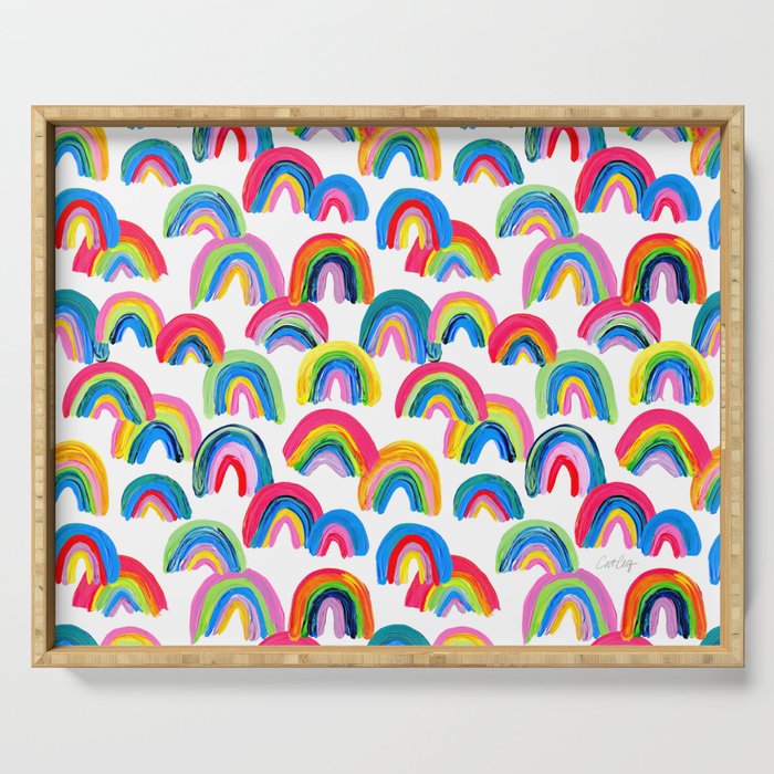Abstract Rainbow Arcs - White Palette Serving Tray Gallery Image 1