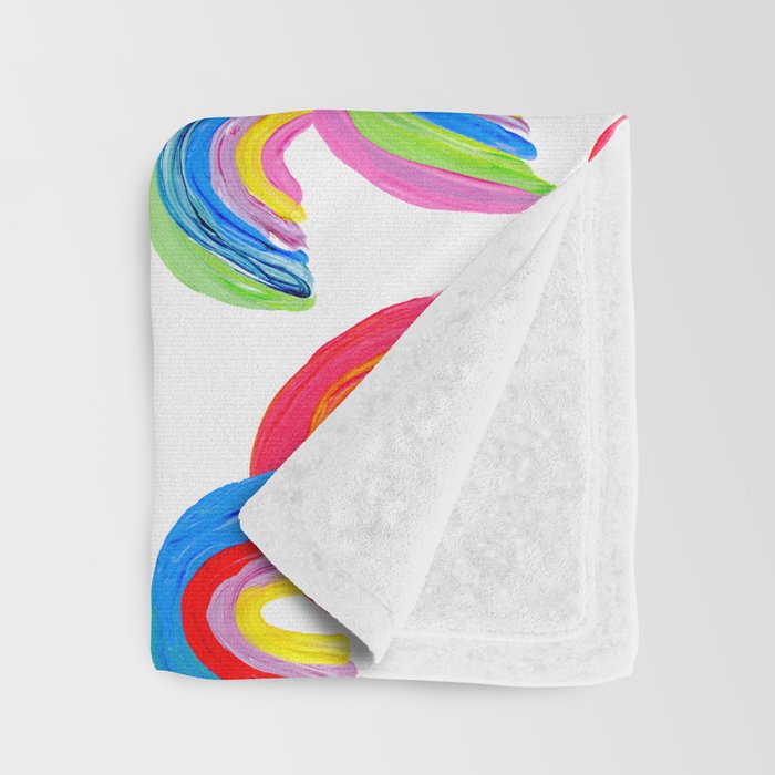 Abstract Rainbow Arcs - White Palette Throw Blanket Gallery Image 3