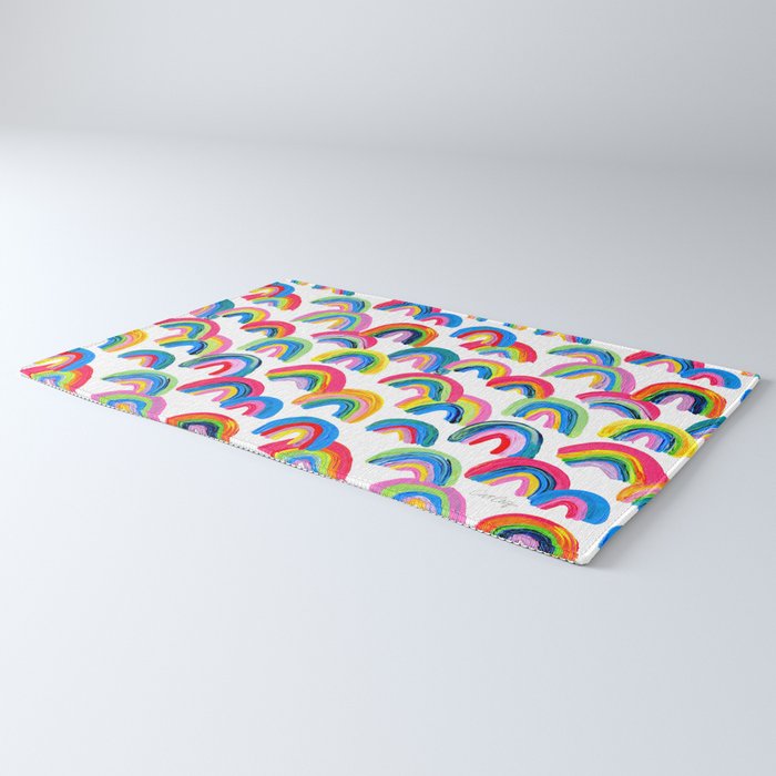 Abstract Rainbow Arcs - White Palette Rug Gallery Image 3