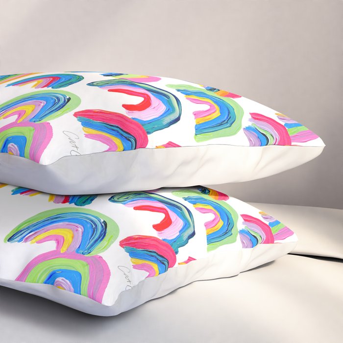Abstract Rainbow Arcs - White Palette Pillow Sham Gallery Image 3