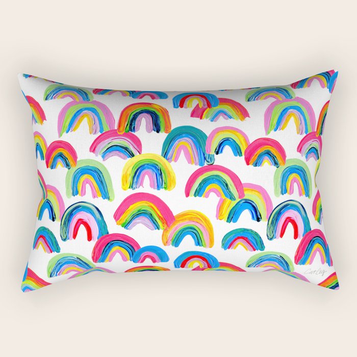 Abstract Rainbow Arcs - White Palette Rectangular Pillow Gallery Image 1