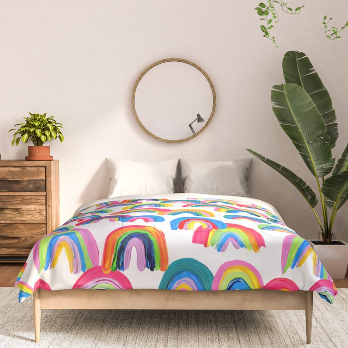 Abstract Rainbow Arcs - White Palette Comforter Gallery Image 3