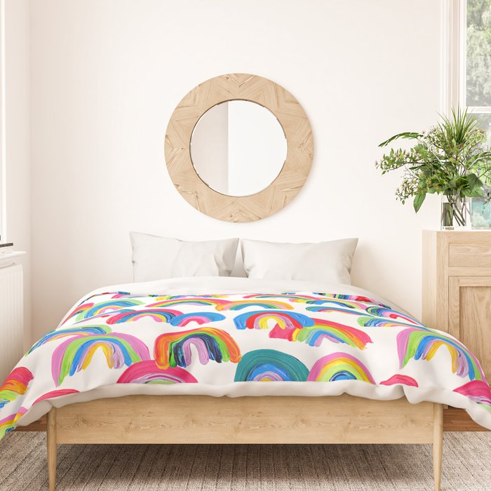 Abstract Rainbow Arcs - White Palette Duvet Cover Gallery Image 3
