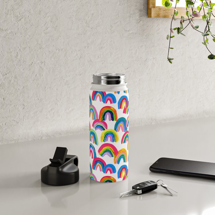 Abstract Rainbow Arcs - White Palette Water Bottle Gallery Image 4