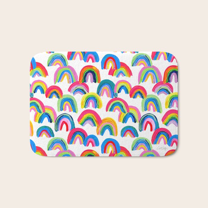 Abstract Rainbow Arcs - White Palette Bath Mat Gallery Image 1