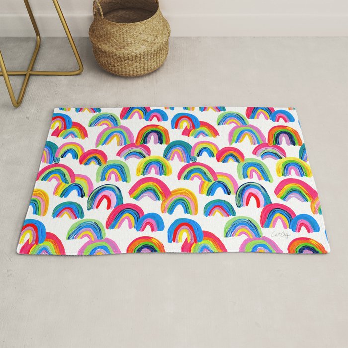 Abstract Rainbow Arcs - White Palette Rug Gallery Image 1