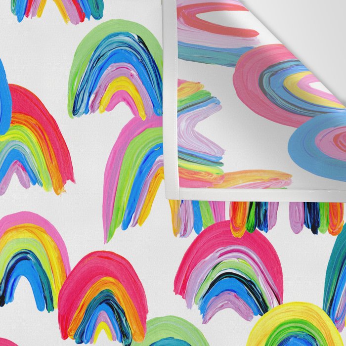 Abstract Rainbow Arcs - White Palette Wall Tapestry Gallery Image 3