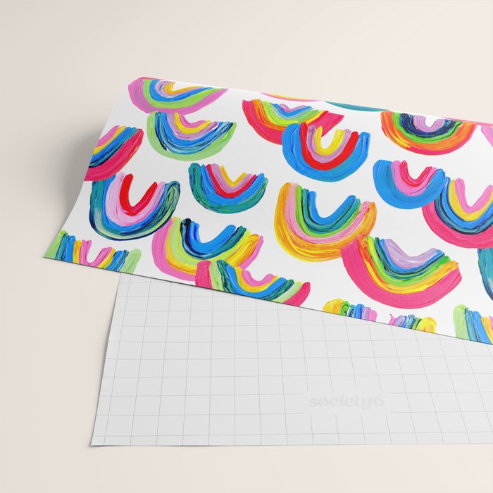 Abstract Rainbow Arcs - White Palette Wrapping Paper Gallery Image 2