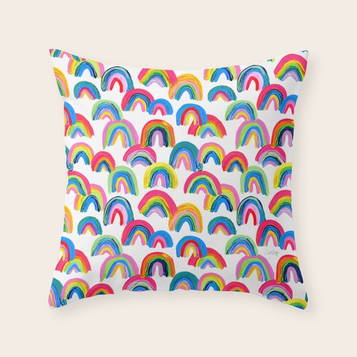 Abstract Rainbow Arcs - White Palette Throw Pillow Gallery Image 6