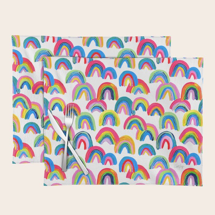 Abstract Rainbow Arcs - White Palette Placemat Gallery Image 1
