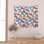 Abstract Rainbow Arcs - White Palette Wall Tapestry Gallery Image 2