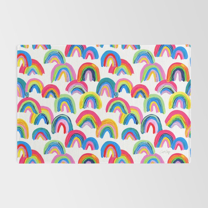 Abstract Rainbow Arcs - White Palette Rug Gallery Image 2