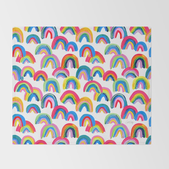 Abstract Rainbow Arcs - White Palette Throw Blanket Gallery Image 2