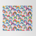 Abstract Rainbow Arcs - White Palette Throw Blanket Gallery Image 2