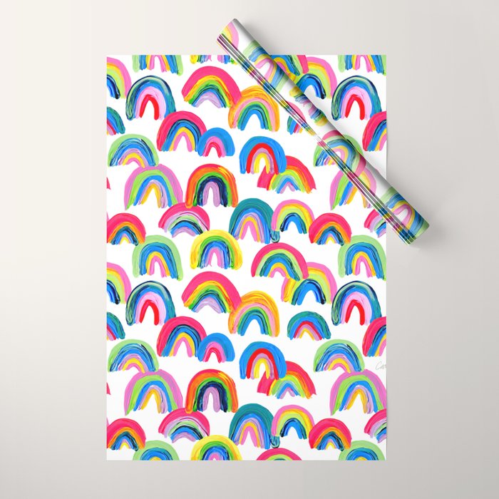 Abstract Rainbow Arcs - White Palette Wrapping Paper Gallery Image 1