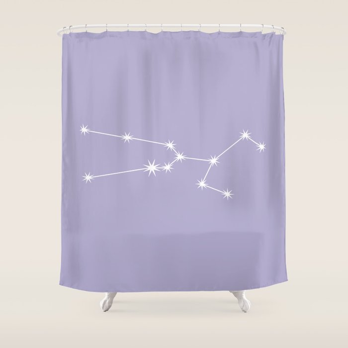 Taurus Zodiac Star Constellation Line Art Pastel Lavender Shower Curtain Gallery Image 1
