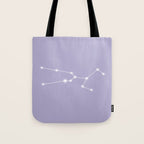 Taurus Zodiac Star Constellation Line Art Pastel Lavender Tote Bag Gallery Image 1