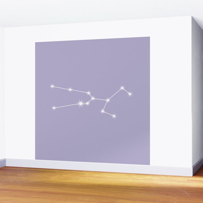 Taurus Zodiac Star Constellation Line Art Pastel Lavender Wall Mural Gallery Image 2