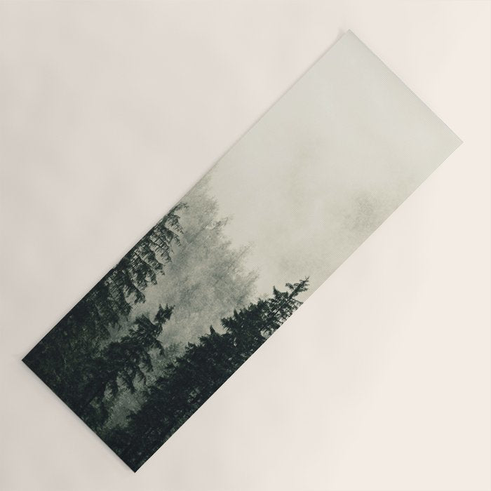 Thick pine forest in the descending mist Yoga Mat Gallery Image 1
