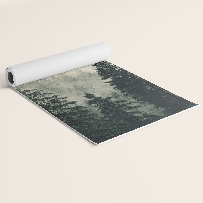Thick pine forest in the descending mist Yoga Mat Gallery Image 2