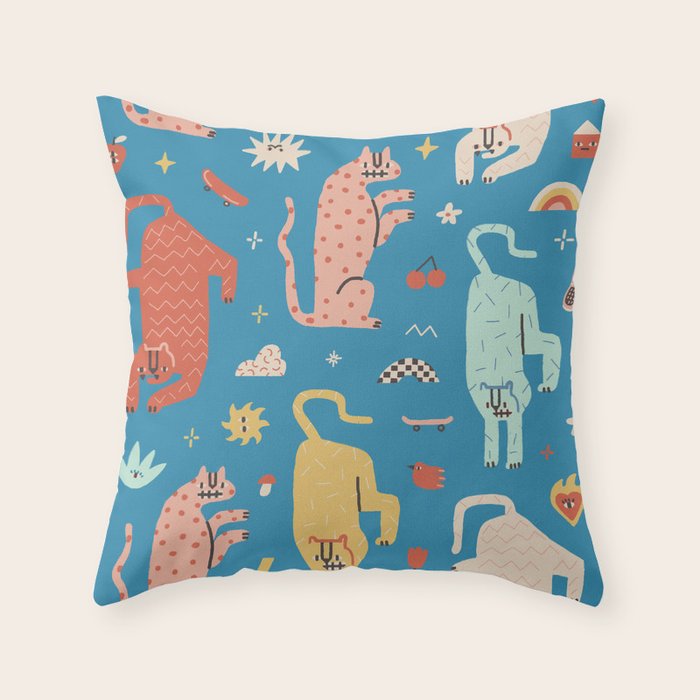 Trippy tigers Throw Pillow Gallery Image 1
