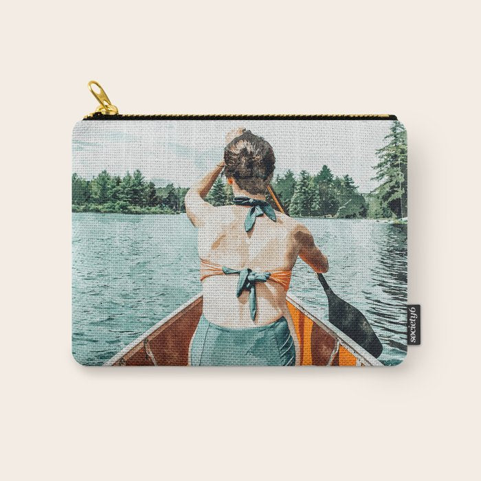 Row Your Own Boat | Woman Empowerment Confidence Painting | Positive Growth Mindset Boho Adventure  Carry All Pouch Gallery Image 1
