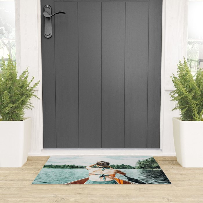 Row Your Own Boat | Woman Empowerment Confidence Painting | Positive Growth Mindset Boho Adventure  Welcome Mat Gallery Image 3