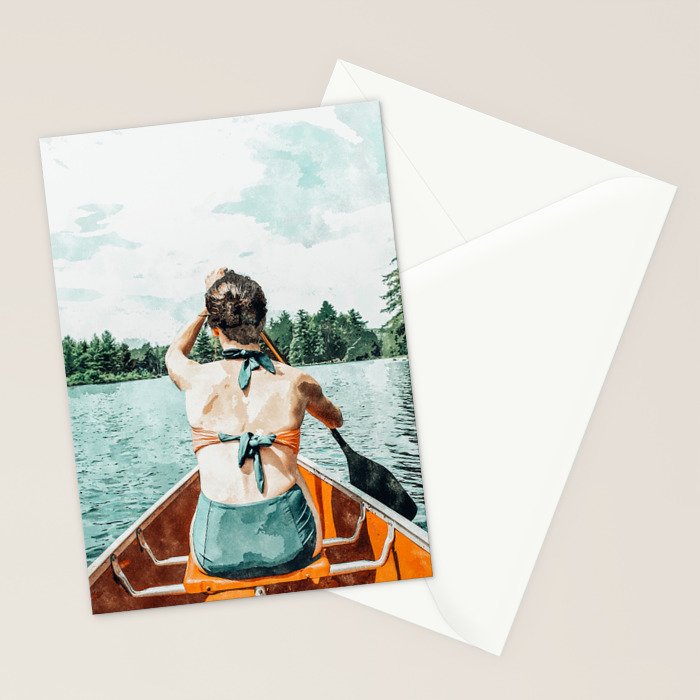 Row Your Own Boat | Woman Empowerment Confidence Painting | Positive Growth Mindset Boho Adventure  Stationery Card Gallery Image 2