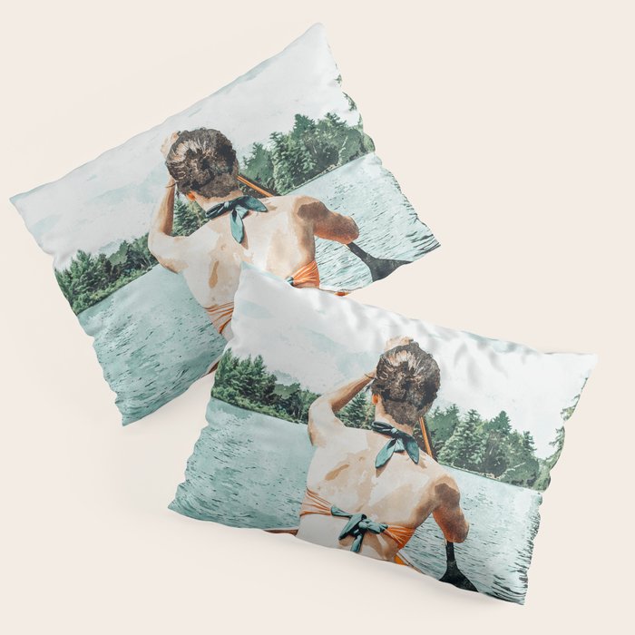Row Your Own Boat | Woman Empowerment Confidence Painting | Positive Growth Mindset Boho Adventure  Pillow Sham Gallery Image 1