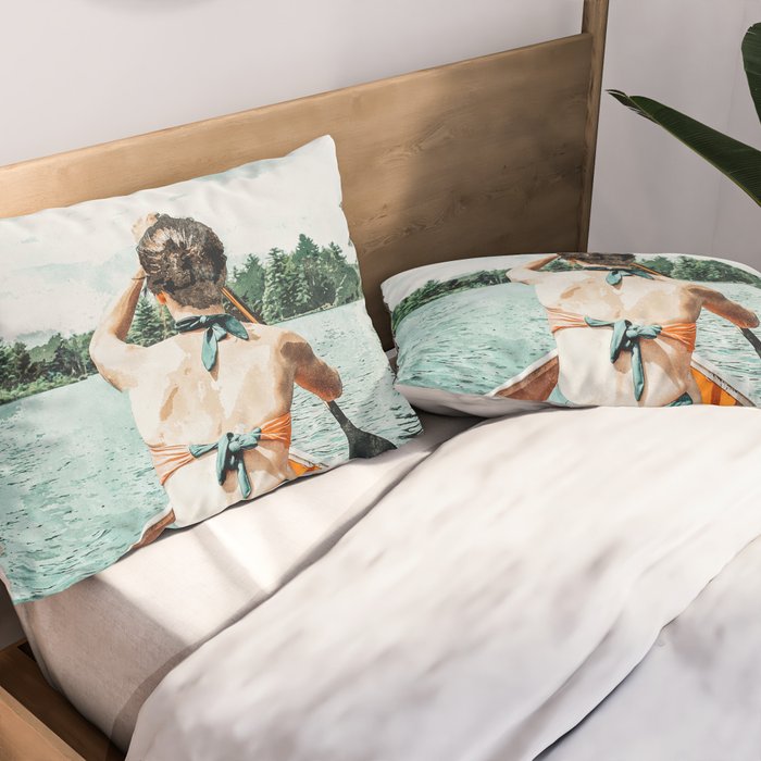 Row Your Own Boat | Woman Empowerment Confidence Painting | Positive Growth Mindset Boho Adventure  Pillow Sham Gallery Image 2