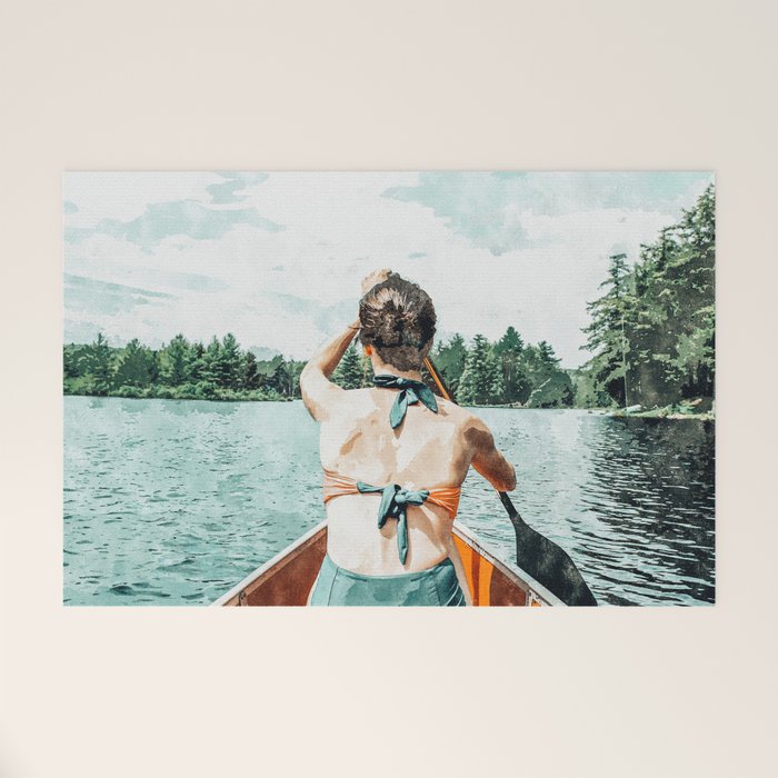 Row Your Own Boat | Woman Empowerment Confidence Painting | Positive Growth Mindset Boho Adventure  Welcome Mat Gallery Image 1