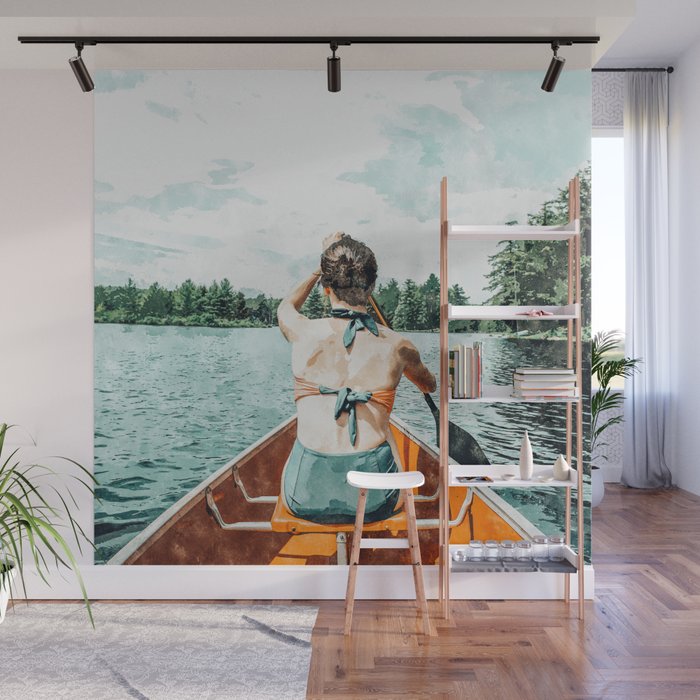Row Your Own Boat | Woman Empowerment Confidence Painting | Positive Growth Mindset Boho Adventure  Wall Mural Gallery Image 1